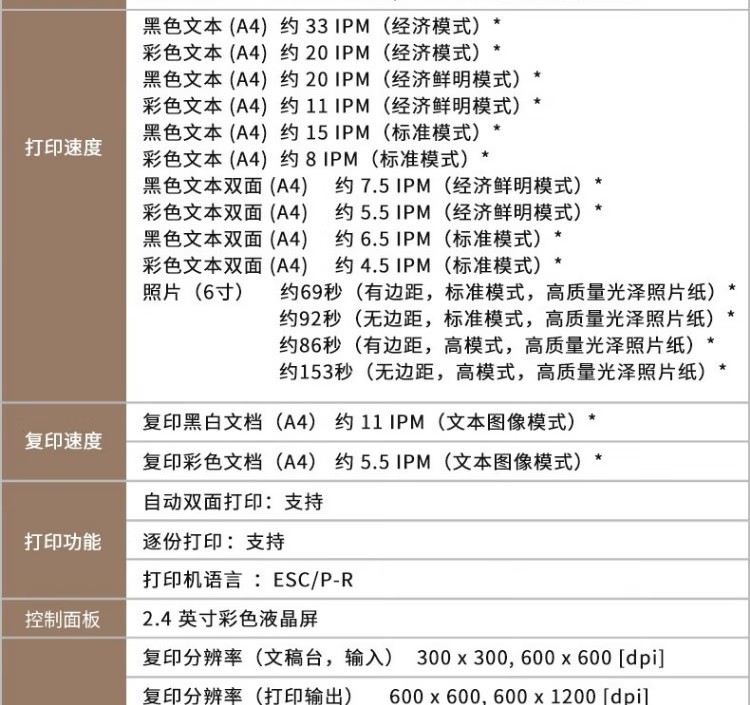 愛普生 EPSON L6279商用墨倉式彩色無線多功能一體機 家用辦公